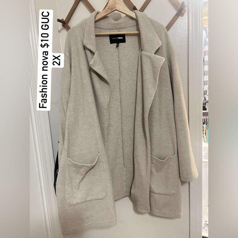 Fashion Nova Light Tan Open Front Coat